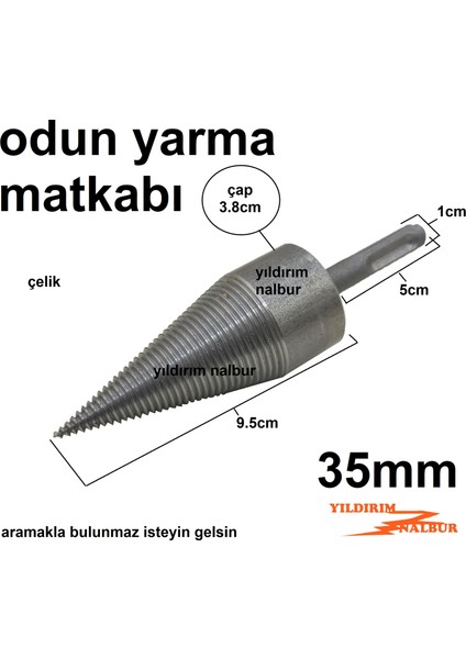 35 mm Çelik Odun Yarma Matkap Ucu Kalın Sds Plus Yarma Kaması Çelik Odun Kesme Kırma Parçalama Keskisi