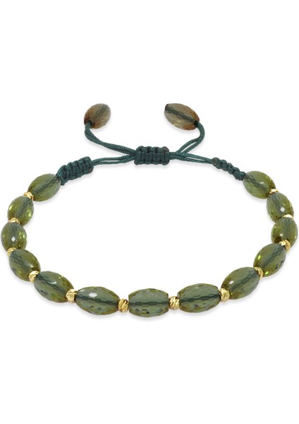 Makrome Örgülü Gold Renk Dorika Top Süslemeli Arpa Kesim Fasetalı Zultanit Taşı Kadın Bileklik fiyatları