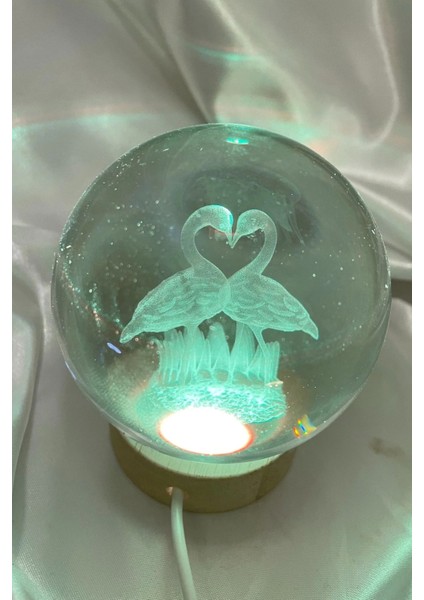 3D LED Işık Cam Küre Çok Işıklı Ahşap Kuğu Büyük Boy 8cm fiyatları