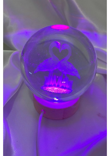 3D LED Işık Cam Küre Çok Işıklı Ahşap Kuğu Büyük Boy 8cm modelleri