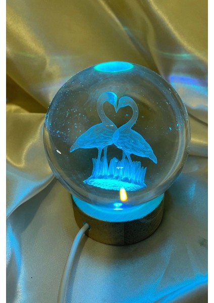 3D LED Işık Cam Küre Çok Işıklı Ahşap Kuğu Büyük Boy 8cm fırsatları