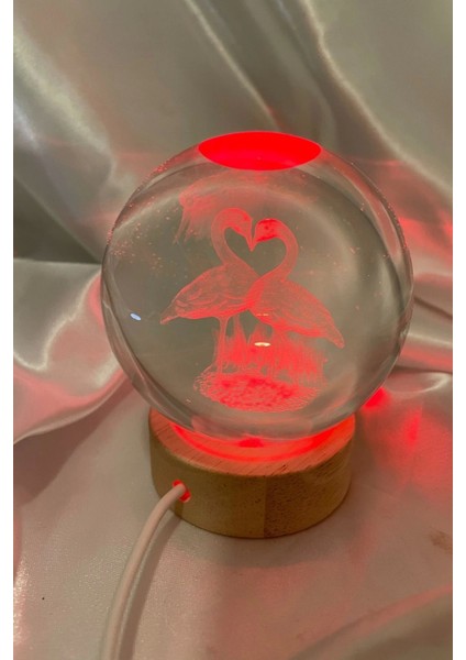 3D LED Işık Cam Küre Çok Işıklı Ahşap Kuğu Büyük Boy 8cm indirimleri