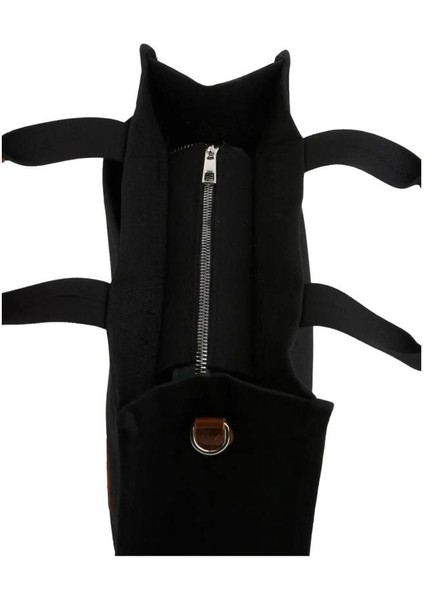 Kanvas Kumaş Önü Cepli Tote Bag El ve Omuz Çantası