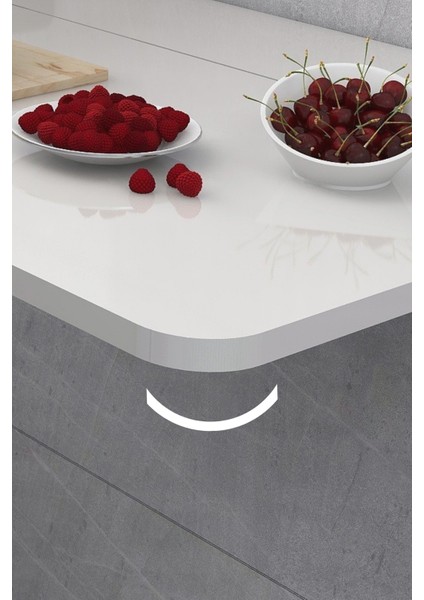 60X90 cm Oval Köşeli Mat Beyaz Sabit Raflı Duvara Monte Kırma Katlanır Mutfak Masası
