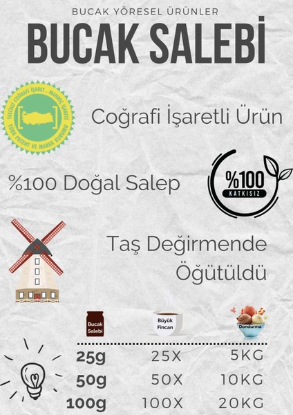 Bucak Yöresel Ürünler Bucak Salebi 50 gr Katkısız, Doğal Sahlep