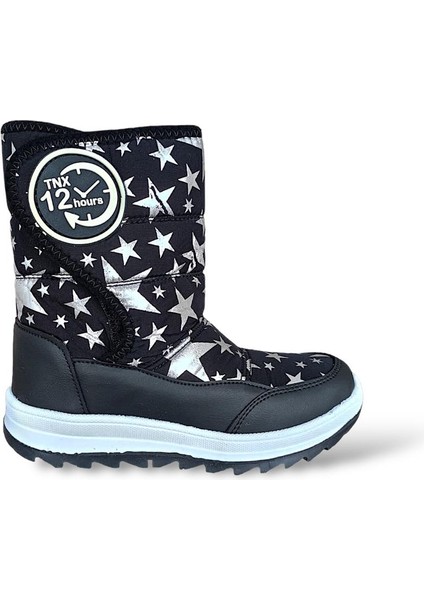 Dayanıklı, Su Geçirmez, Ortopedik, Cırtlı, Çocuk Kar Botu Ayakkabı SİYAH - BEYAZ