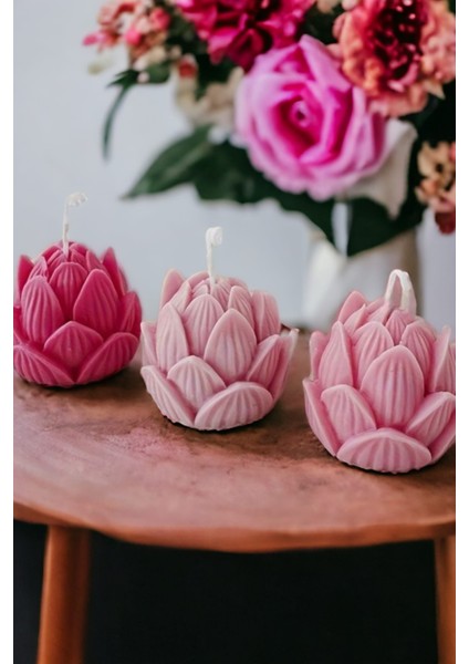 3 Adet Lotus Şeklinde Kokulu Mum