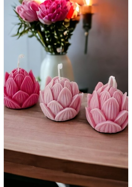 3 Adet Lotus Şeklinde Kokulu Mum