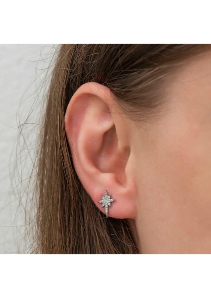 Gümüş Kutup Yıldızı Küpe modelleri