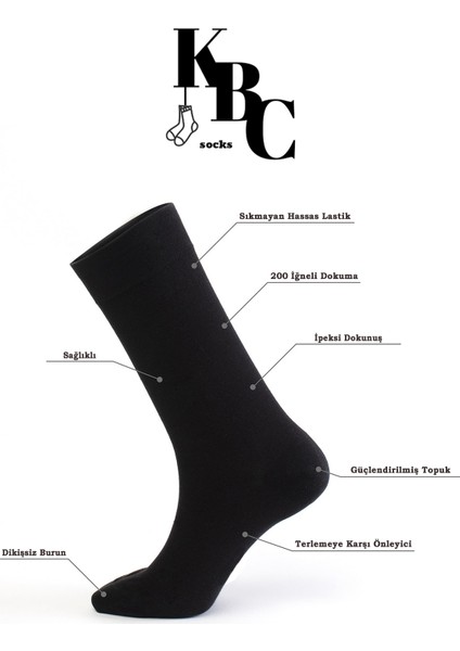 KBC Socks 12'li Siyah Dikişsiz Bambu Erkek Yazlık Çorap Seti / Siyah-Laci-Füme-K.rengi