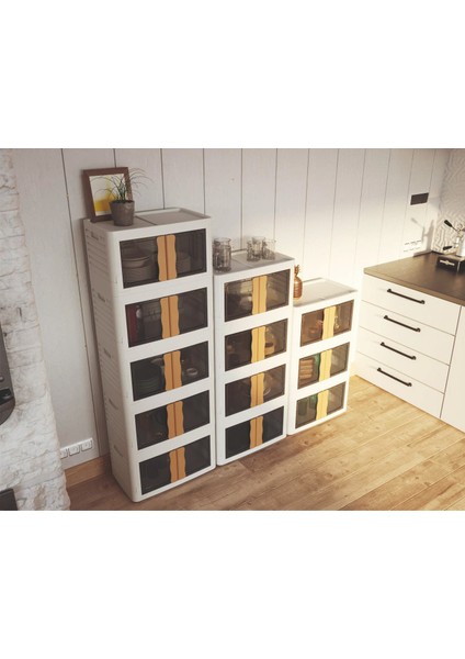 Hi-Box 4'lü Katlanabilir Istiflenebilir Çok Amaçlı Organizer Eşya Dolabı Saklama Kutusu