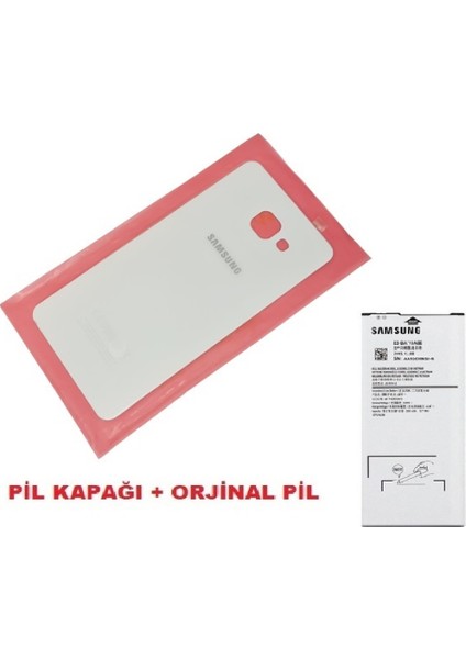Samsung Galaxy A3 2016 (A310) Arka Kapak Batarya Kapağı + Pil (Cam) Beyaz