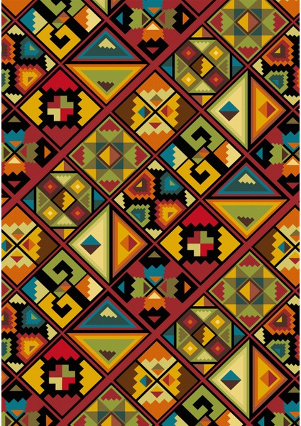 Dijital Baskı Dekoratif Kaymaz Taban Yıkanabilir Halı NO:1091