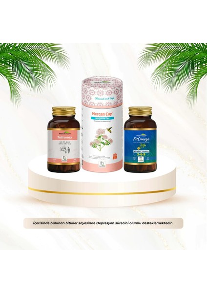 Huzur Seti - Tafranex 90 Kapsül & Fit Omega Softjell Kapsül & Mercan Paket Çay