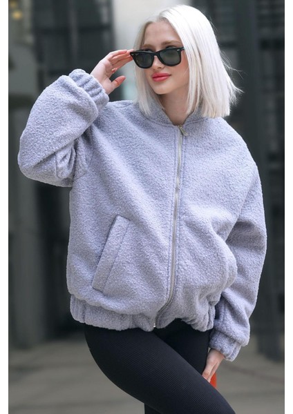 Gri Buklet Bomber Kadın Ceket MG1967 modelleri