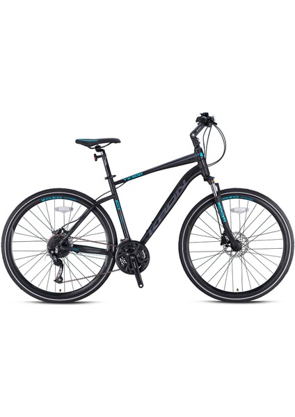 TX300 Hidrolik Disk 28 Jant Trekking Bisiklet Mat Siyah-Turkuaz-Fume 41 cm
