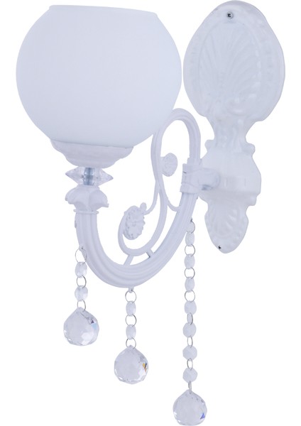 Turna Lüx Beyaz Opal Camlı Aplik (Beyaz)