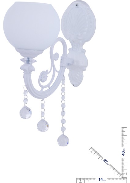Turna Lüx Beyaz Opal Camlı Aplik (Beyaz)