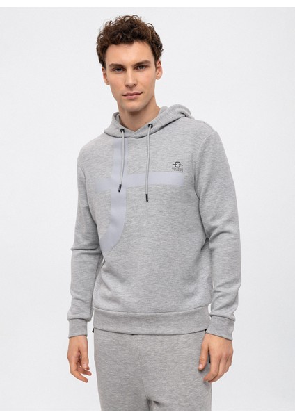 Kapüşon Yaka Regular Fit Baskılı Açık Gri Erkek Kazak B33W12008