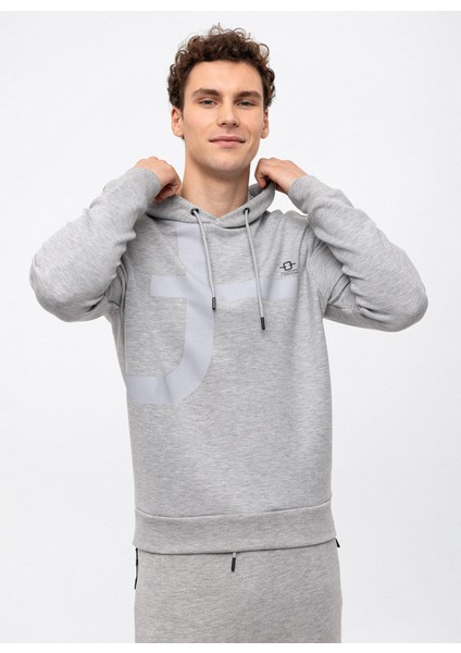 Kapüşon Yaka Regular Fit Baskılı Açık Gri Erkek Kazak B33W12008 fiyatları