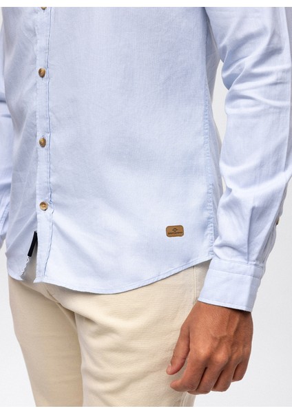 Slim Fit Düğmeli Yaka Düz Açık Mavi Erkek Gömlek B33W20051 indirimleri