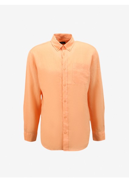 Regular Fit Düğmeli Yaka Düz Açık Turuncu Erkek Gömlek FC4SM-GML 0894