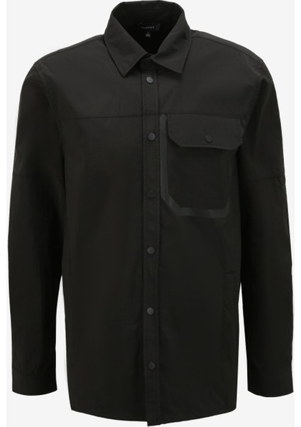 Basic Gömlek Yaka Düz Siyah Erkek Gömlek F4SM-GML 0260