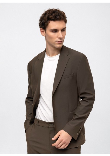 Back And Bond Slim Fit Haki Erkek Düz Ceket B33W50001