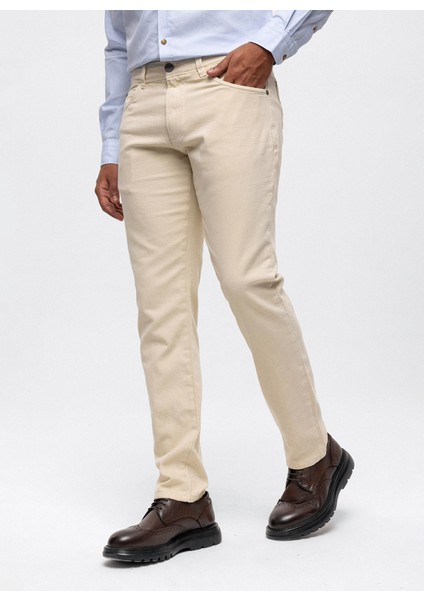 Bej Slim Fit 5 Cepli Pamuklu Chino Pantolon fırsatları