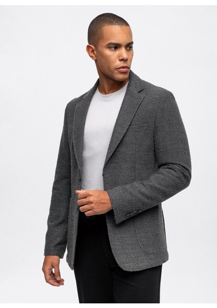 Antrasit Slim Fit Mono Yaka Ceket modelleri