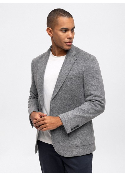 Slim Fit Antrasit Erkek Düz Ceket B33W50013