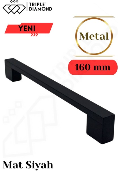 160 mm Metal Siyah Çekmece Kulpları Dolap Mutfak Mobilya Kulpu 1 Adet ( 16.2 cm )