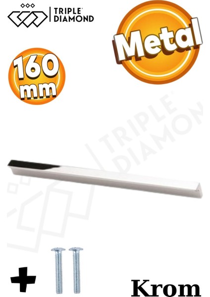 160 mm Krom Çekmece Kulpları Dolap Mutfak Mobilya Kulpu 1 Adet ( 16 cm ) = 160MM