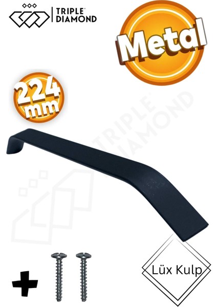 224 mm Metal Mat Siyah Çekmece Kulpları Mutfak Dolap Mobilya Kulpu 1 Adet ( 22.4cm ) = 224MM