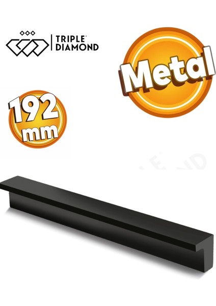 192 mm Mat Siyah Çekmece Kulpları Dolap Mutfak Mobilya Kulpu 1 Adet ( 19.2 cm ) = 192MM