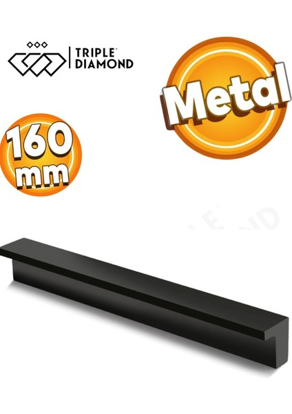 160 mm Mat Siyah Çekmece Kulpları Dolap Mutfak Mobilya Kulpu 1 Adet ( 16 cm ) = 160MM