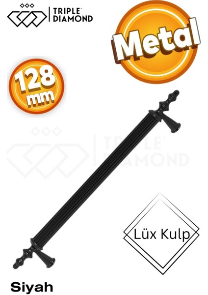 128 mm Metal Mat Siyah Çekmece Kulpları Mutfak Dolap Mobilya Kulpu 1 Adet ( 12.8 cm ) = 128MM