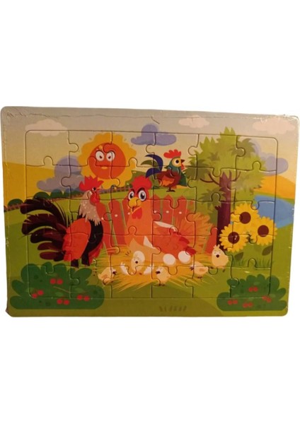 Puzzle Çocuk Eğitici Yapboz Sevimli Kümes Hayvanları 30 Parça 27*19 cm