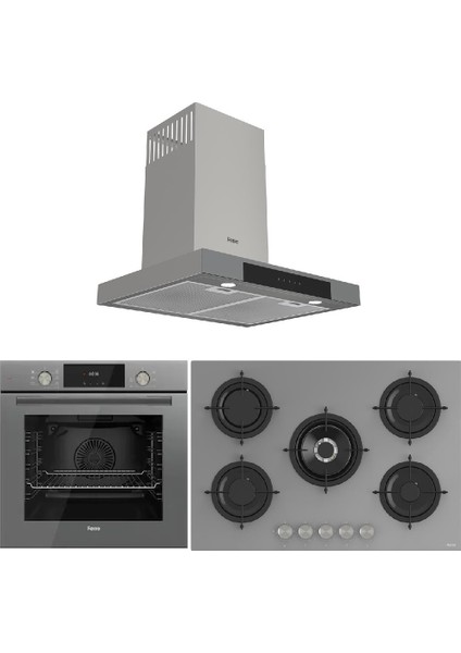 Flowart Serisi Gri Mega Ankastre Set (RS038+ QMS63CPR +D102 )