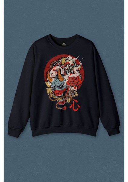 Annya Maske Oni Japanese Demon Mask Japon Baskılı Unisex Sweat