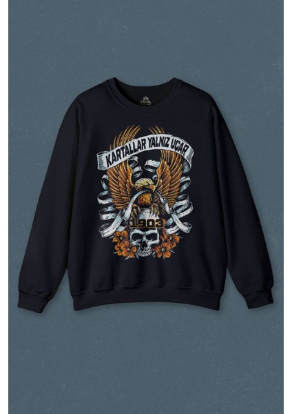 Kartal Kartallar Yalnız Uçar Baskılı Baskılı Unisex Sweat
