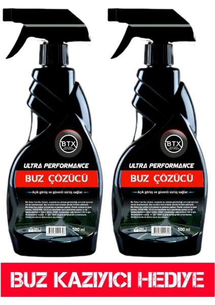 Buz Çözücü Buzlanma Önleyici Ultra Performance Sprey 2 Adet 500 ml + Buz Kazıyıcı Hediye