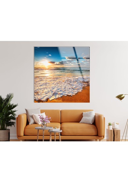 Sahil Deniz Kenarı Manzarası Temperli Cam Duvar Tablosu fiyatları