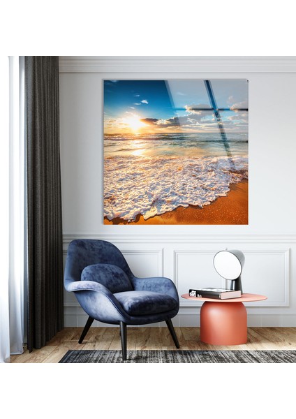 Sahil Deniz Kenarı Manzarası Temperli Cam Duvar Tablosu fırsatları