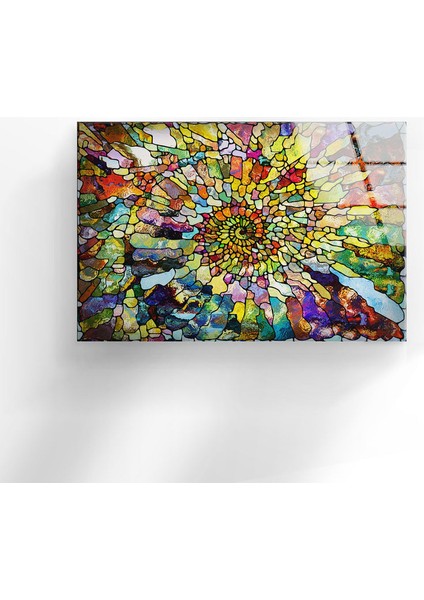 Renakli Fraktal Soyut Temperli Cam Duvar Tablosu fiyatları