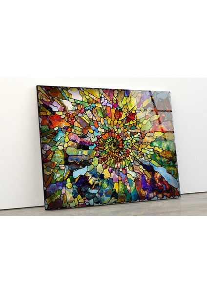 Renakli Fraktal Soyut Temperli Cam Duvar Tablosu modelleri