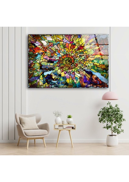 Renakli Fraktal Soyut Temperli Cam Duvar Tablosu fırsatları