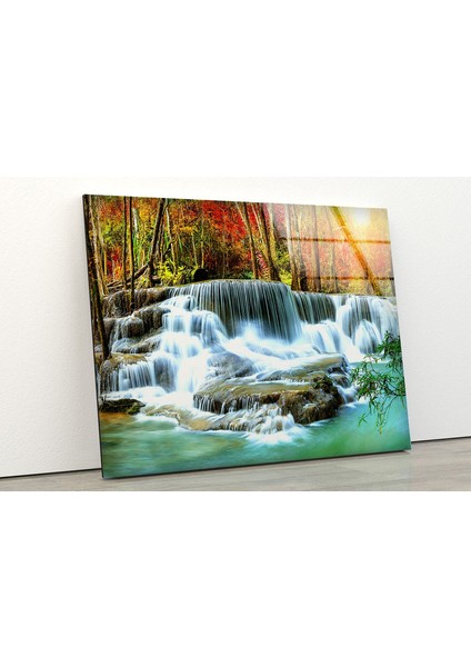 Şelale Doğa Manzarası Temperli Cam Duvar Tablosu fiyatları
