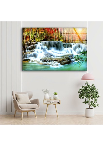 Şelale Doğa Manzarası Temperli Cam Duvar Tablosu modelleri