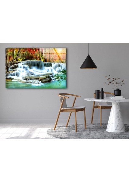 Şelale Doğa Manzarası Temperli Cam Duvar Tablosu fırsatları